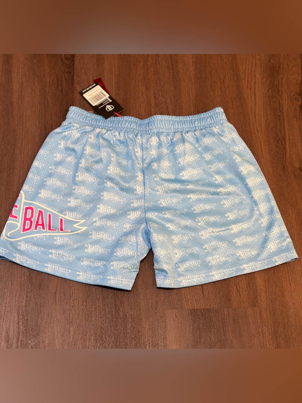 Baseball Lifestyle 101 Pennant Cotton Candy Blue Mesh Shorts Youth XL NWT - Picture 3 of 4